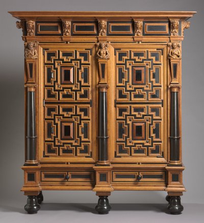 हॉलैंड में निर्मित अलमारी (कास्ट), c.1625-1650 (आबनूस और शीशम के लिबास के साथ ओक) द्वारा डच स्कूल