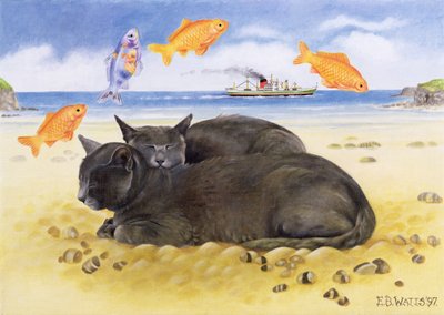मछली के सपने, 1997 (कैनवास पर एक्रिलिक) द्वारा ईब वाट्स
