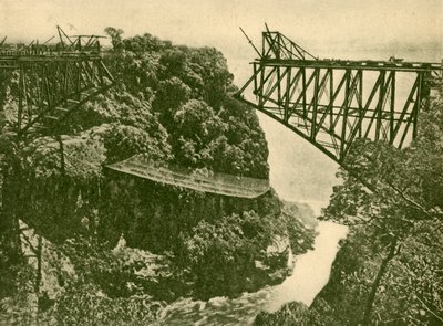 ज़ांबेसी रेलवे ब्रिज का निर्माण, c1930। द्वारा ENA