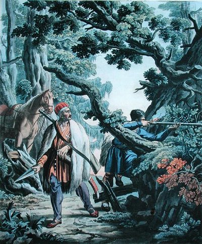 वी. मेलनिकोव द्वारा उकेरी गई चेचेन (रंगीन लिथो) द्वारा ई। (बाद में) कोर्नेव