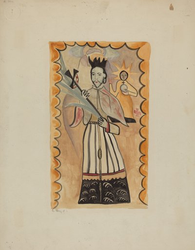 1800, 19351942 से पहले भैंस की खाल पर सेंट जॉन नेपोम्यूसीन-चित्रित। द्वारा ई. बॉयड