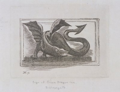 साइन ऑफ़ द ग्रीन ड्रैगन इन, बिशप्सगेट, लंदन, 1871 द्वारा ई एडवर्ड्स