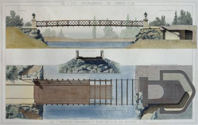 Bois de Vincennes और Reuilly द्वीप पुल, &39;Promenades de Paris&39; का चित्रण, जोस जोसेफ सल्पिस द्वारा उत्कीर्ण (1826-1911) द्वारा ई और डारडाइज़, लुई एमिल होचरू