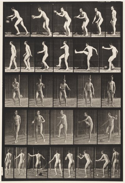 प्लेट 300. फ़ुट-बॉल; ड्रॉप किक, 1885 द्वारा एडवियर्ड मुयब्रिज