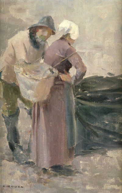 मछुआरों को पकड़ने वाली गृहिणी, c.1900 द्वारा Eanger इरविंग Couse