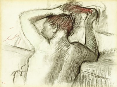 नग्न महिला उसके बालों को स्टाइल करती है द्वारा Edgar Degas
