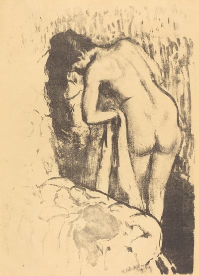 नग्न महिला खड़ी, खुद को सुखाती हुई महिला नया डेब्यू, एक शौचालय, सी। 1890. द्वारा एडगर डीगास