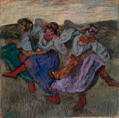 रूसी नर्तक, c.1899 (कार्डबोर्ड पर ट्रेसिंग पेपर पर पेस्टल) द्वारा एडगर डीगास