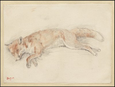 "डेड फॉक्स इन द फॉरेस्ट" के लिए अध्ययन, c.1861-64 द्वारा एडगर डीगास