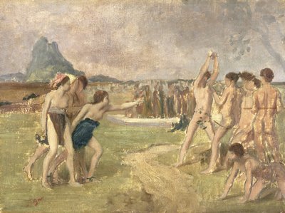 युवा संयमी व्यायाम के लिए अध्ययन, c.1860-61 (पैनल पर चढ़ा कागज पर तेल) द्वारा एडगर डीगास