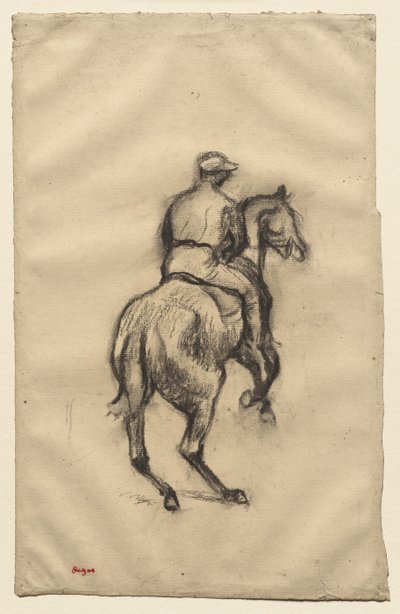 जॉकी, c.1885-1900 (कागज पर लकड़ी का कोयला) द्वारा एडगर डीगास