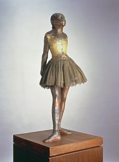 द लिटिल डांसर 1921 (पॉलीक्रोम कांस्य, साटन रिबन अन वुड) द्वारा Edgar Degas