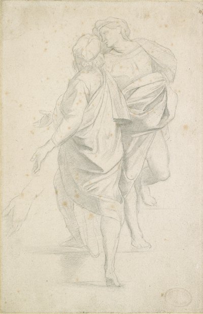 राफेल के बाद सीढ़ियों की उड़ान पर खड़े दो आंकड़े, c1853-54 द्वारा एडगर डीगास