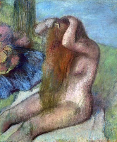 महिला अपने बाल कर रही है। द्वारा Edgar Degas