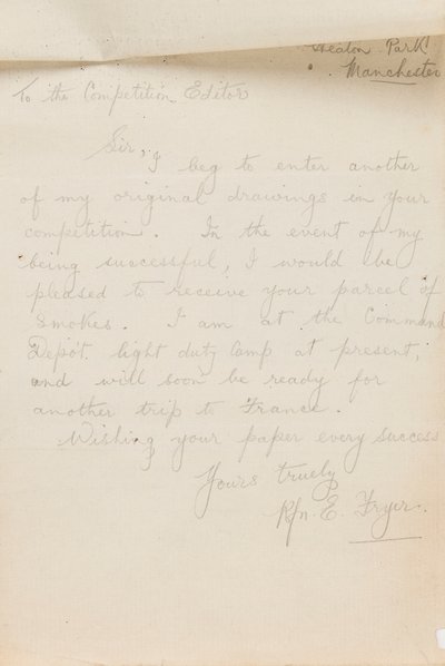 एक अखबार प्रतियोगिता संपादक को पत्र, 1917 द्वारा एडगर फ्रायर