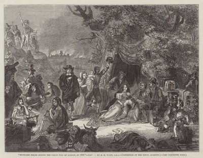 1666 में लंदन की महान आग के दौरान हाईगेट फील्ड्स द्वारा एडगर मेलविले वार्ड
