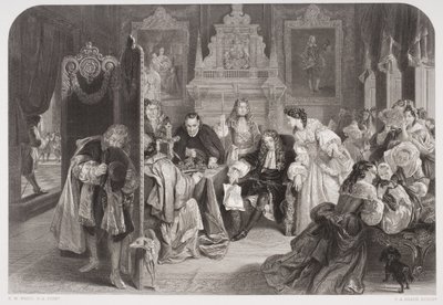 जेम्स II (1633-1701) को एफए हीथ द्वारा उकेरा गया, ऑरेंज के राजकुमार के उतरने की खबर मिली द्वारा एडगर मेलविले वार्ड