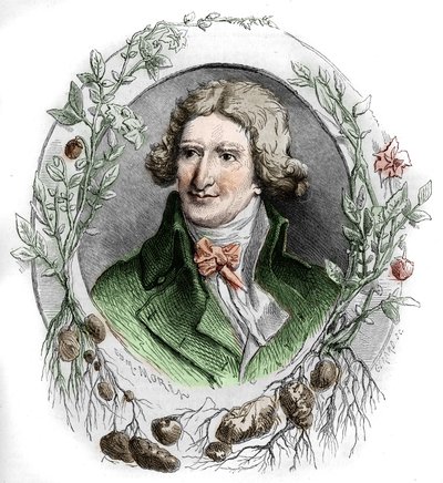 एंटोनी ऑगस्टिन पारमेंटियर (1737-1813) का पोर्ट्रेट, फ्रांसीसी सैन्य फार्मासिस्ट और कृषि विज्ञानी। एडमंड मोरिन द्वारा उत्कीर्णन द्वारा एडमंड मोरिन