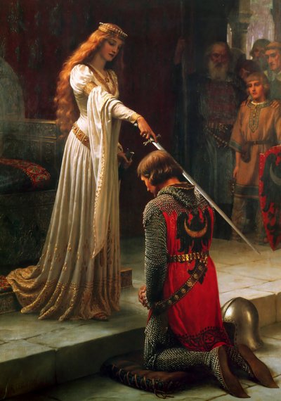 द एकोलेड, 1901। द्वारा Edmund Blair Leighton