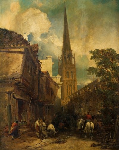 बेर्ले लेन, ड्रेपर्स हॉल और सेंट माइकल चर्च, कॉवेंट्री, 1851 के साथ द्वारा एडमंड जॉन नीमन