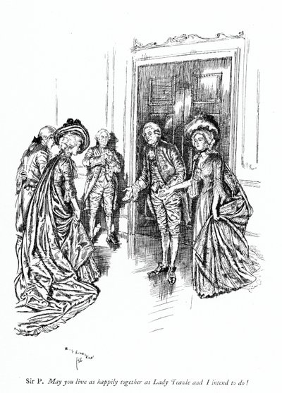 शेरिडन के द स्कूल फॉर स्कैंडल के लिए चित्रण (उत्कीर्णन) द्वारा एडमंड जोसेफ (बाद) सुलिवन