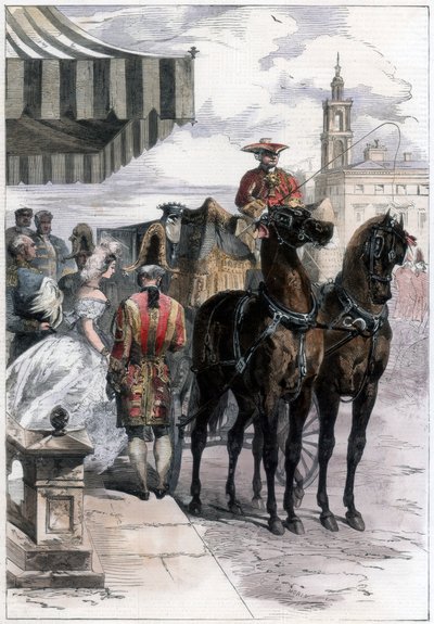 लेडी 'द लंदन सीज़न', 1856 के दौरान बाहर जा रही थी। द्वारा एडमंड मोरिन
