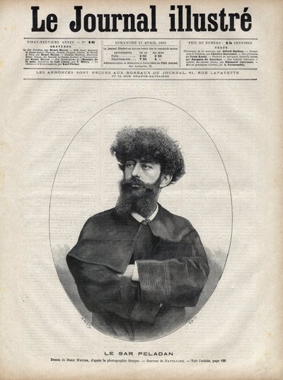 सर मेरोडैक जोसेफिन पेलडन, जोसेफिन पेलाडन (1858-1918) का छद्म नाम फ्रांसीसी लेखक और तांत्रिक - 1892 के "द इलस्ट्रस जर्नल" में नेवेलियर द्वारा उत्कीर्णन द्वारा एडोर्ड फेलिसियन यूजीन नेवलियर