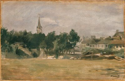 विलेज चर्च के साथ लैंडस्केप, 1870 के दशक की शुरुआत में द्वारा एडोर्ड मैनेट