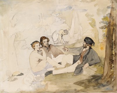 घास पर एक लकड़ी लंच में पिकनिक, 1862-1863। द्वारा एडोर्ड मैनेट