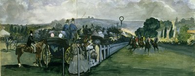 लोंगचम्प्स, 1864 में रेस कोर्स (कागज पर ग्रेफाइट से अधिक wc और gache) द्वारा एडोर्ड मैनेट