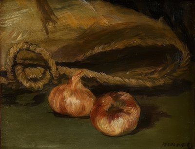 अभी भी बैग और लहसुन के साथ जीवन। 1861-1862 द्वारा एडोर्ड मैनेट