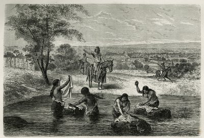 एडौर्ड के निर्देशन में टूर डू मोंडे में प्रकाशित फ्रांसीसी सरकार द्वारा एक मिशन प्रभारी ई.आंद्रे द्वारा अमेरिका विषुव की कहानी को चित्रित करने के लिए, रियो द्वारा उत्कीर्ण लेस पोर्टर्स डी'एउ एट लेस लैवंडिएरेस डी कार्टागो (कोलंबिया), चार्टन द्वारा एडौर्ड रिउ