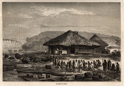 इचराती (पेरू) में प्रस्थान का द्रव्यमान, परिवर्तित मूल निवासियों ने भाग लिया, रिओ द्वारा चित्रित, पॉल मार्कॉय की प्रशांत महासागर से अटलांटिक महासागर तक १८४८ से १८६० तक की यात्रा को दर्शाता है। "ले टूर डू मोंडे" में उत्कीर्णन, संपादित एडौर्ड चार्ट द्वारा एडौर्ड रिउ