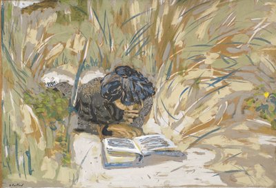 महिला पढ़ना, c.1909 (कागज पर विचलित) द्वारा एडोर्ड वुइलार्ड