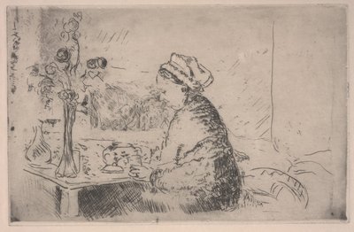 एक गुलदस्ता वाली महिला, c.1924 (नक़्क़ाशी) द्वारा एडोर्ड वुइलार्ड