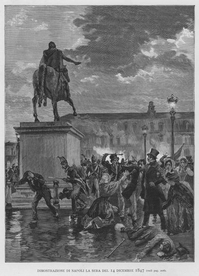 14 दिसंबर, 1847 की शाम को नेपल्स का प्रदर्शन (उत्कीर्णन) द्वारा एडुआर्डो मटानिया