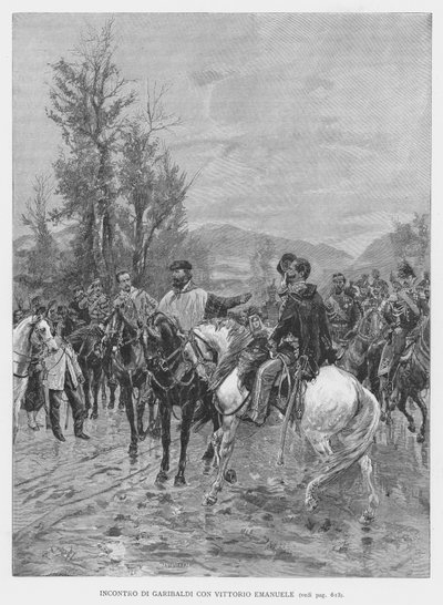 विटोरियो इमानुएल के साथ गैरीबाल्डी की बैठक (उत्कीर्णन) द्वारा एडुआर्डो मटानिया