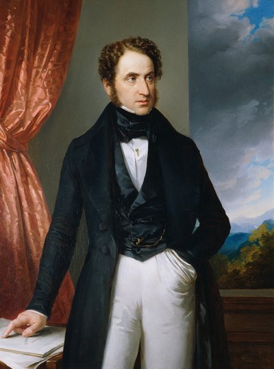 वायलिन वादक और संगीतकार जोसेफ बेनेश का चित्र 1795-1873, 1840। द्वारा एडुअर्ड एंडर