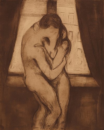 चुंबन। 1895 द्वारा Edvard Munch