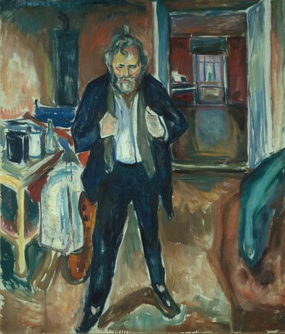 निंद्राहीन रात। आंतरिक अशांति में स्व-पोट्रेट द्वारा Edvard Munch