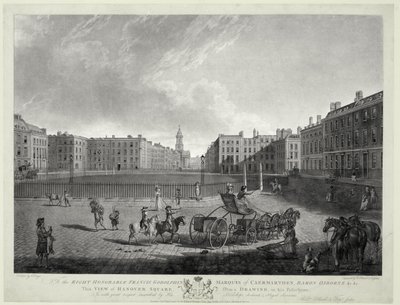 रॉबर्ट पोलार्ड (1755-1838) और फ्रांसिस जुक्स (1747-1812) 1787 (नक़्क़ाशी और एक्वाटिंट) द्वारा उत्कीर्ण हनोवर स्क्वायर का दृश्य द्वारा एडवर्ड (बाद) डेस