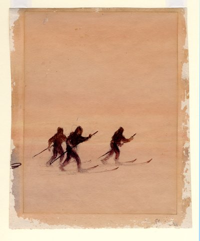 स्की पर पुरुष, 1901-04 (कागज पर wc) द्वारा एडवर्ड एड्रियन विल्सन