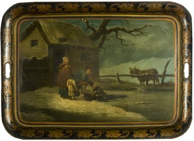 बर्फ तोड़ना, c.1800 (जापान की टिन टी-ट्रे पर तेल) द्वारा एडवर्ड बर्ड