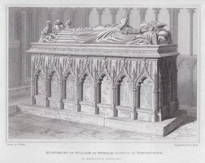 विनचेस्टर कैथेड्रल (उत्कीर्णन) में विखम के विलियम का स्मारक, विनचेस्टर के बिशप द्वारा एडवर्ड ब्लोर