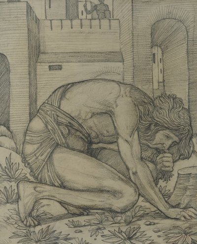 नबूकदनेस्सर ईटिंग ग्रास, 1878 (कागज पर चाक) द्वारा एडवर्ड बर्न जोन्स