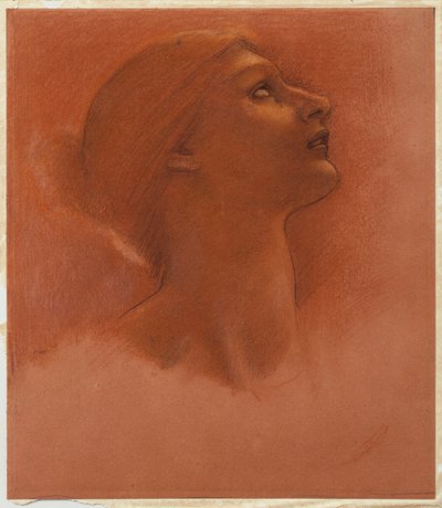 एक लड़की के सिर का अध्ययन, दाईं ओर देख रहा है, c.1871 द्वारा एडवर्ड बर्न जोन्स