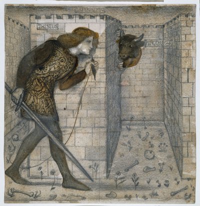 थेसस और मिनोटौर इन द लेबिरिंथ द्वारा Edward Burne Jones