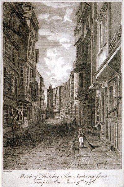 बुचर रो, वेस्टमिंस्टर, लंदन, 1796। द्वारा एडवर्ड डेस