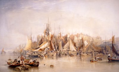 बिलिंग्सगेट, ऑयस्टर्स का पहला दिन, अर्ली मॉर्निंग, 1843 द्वारा एडवर्ड डंकन