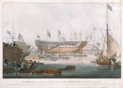 ब्लैकवॉल में एडिनबर्ग का शुभारंभ, 9 नवंबर, 1825 को हगिंस द्वारा चित्रित द्वारा एडवर्ड डंकन